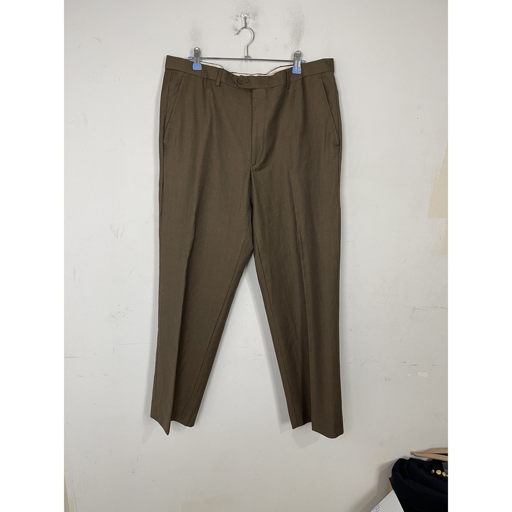 Santorelli Luxury‎ Serge Mens Tobacco 100% Virgin Wool Dress Pants Size 38